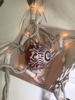 Small Hand Painted Red and White Glass Ornament with Henna Art