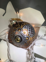 Large Hand Painted Ornament with Henna Art on Bronze Glass Bulb