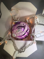 Medium Hand Painted Purple and White Glass Ornament with Henna Art