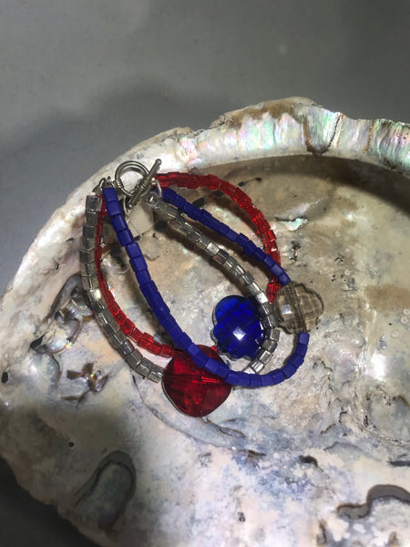 Red, White and Blue 3-Strand Bracelet