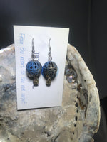 Blue and Gold Drop Earrings with Stainless Steel Ear wires