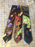 Marvel Comic Avengers Infinity Wars Neckties in bow tie, skinny tie, and standard tie styles, kids or adult sizes