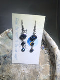 Iridescent Black Drop Earrings with Stainless Steel Ear wires