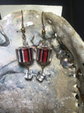 Red and Black Drop Earrings with Stainless Steel Ear wires