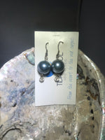 Pearl Blue Drop Earrings with Stainless Steel Ear wires