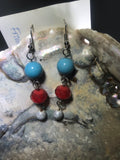 Red, White and Blue Drop Earrings with Stainless Steel Ear wires