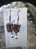 Red and Black Drop Earrings with Stainless Steel Ear wires