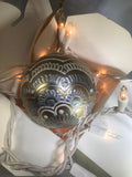 Large Hand Painted Ornament with Henna Art on Gold Glass Bulb