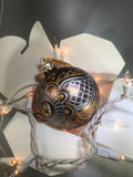 Large Hand Painted Ornament with Henna Art on Bronze Glass Bulb