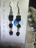 Iridescent Black Drop Earrings with Stainless Steel Ear wires