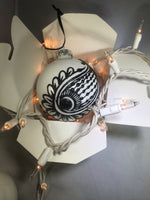 Large Hand Painted Ornament with Henna Art in Black and White