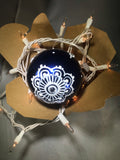 Large Hand Painted Ornament with Henna Art in Blue and White