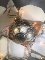 Large Hand Painted Ornament with Henna Art on Gold Glass Bulb