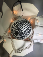 Large Hand Painted Ornament with Henna Art in Black and White