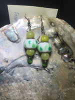 Green Drop Earrings with Stainless Steel Ear wires