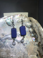 Blue and Silver Drop Earrings with Stainless Steel Ear wires