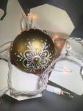 Large Hand Painted Ornament with Henna Art on Gold Glass Bulb