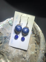 Blue and Silver Drop Earrings with Stainless Steel Ear wires